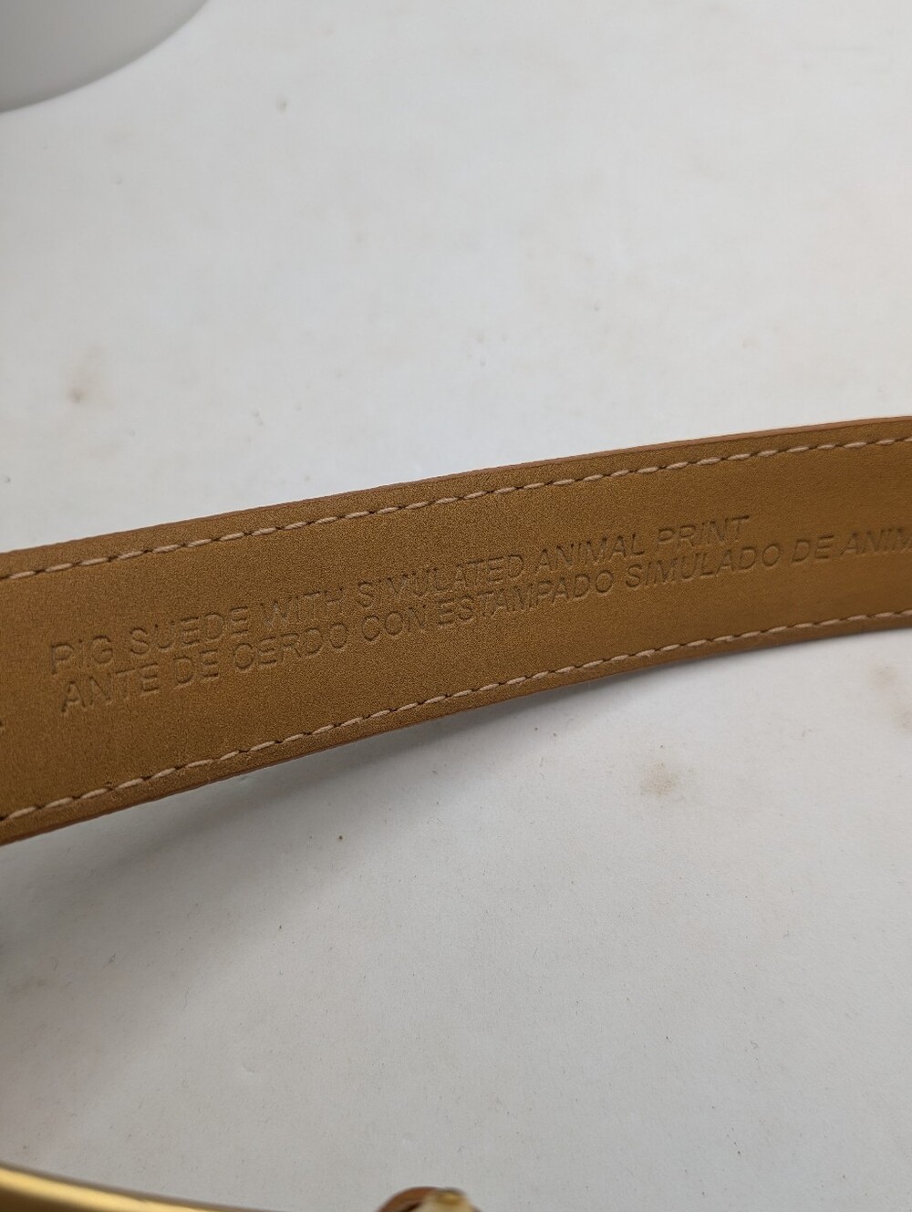 Diahann Carroll Leopard Print Pig Leather Belt with Gold Buckle - Picture 5 of 5